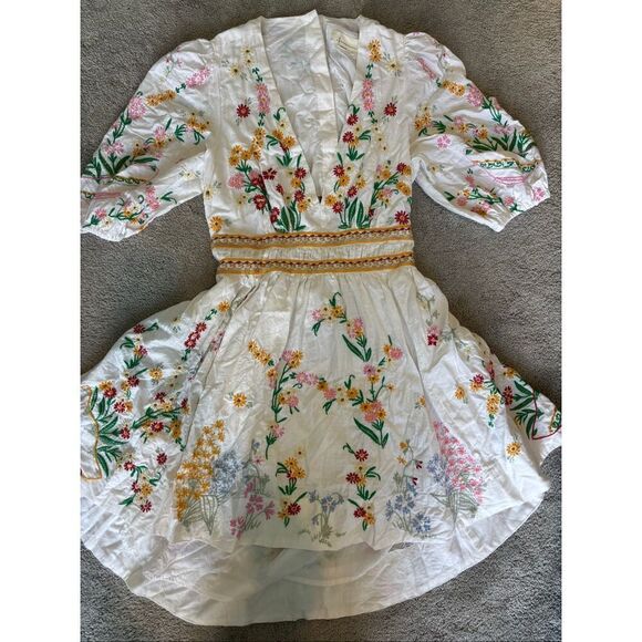 NWOT Anthropologie deep v embroidered floral dress, $325 XL C1 - Picture 6 of 12